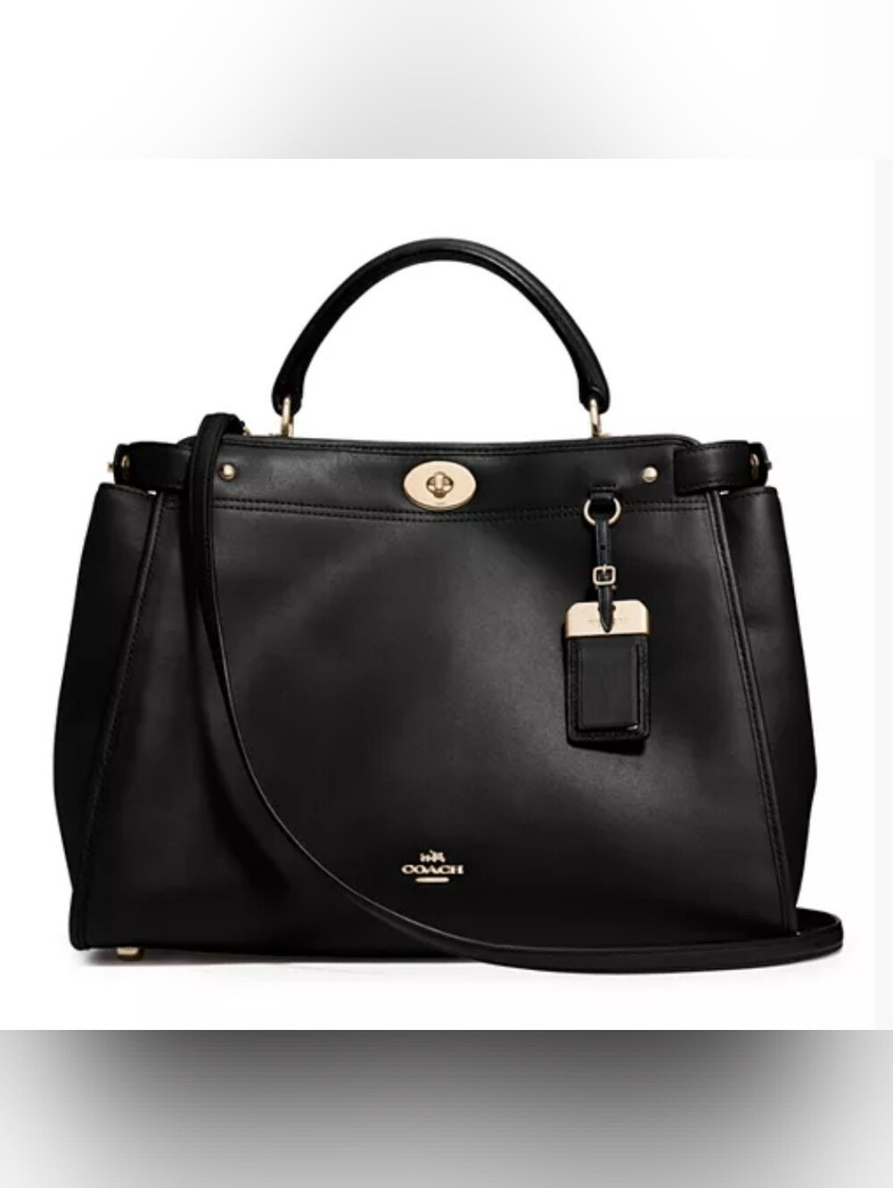 COACH Gramercy Black Leather Satchel Bag